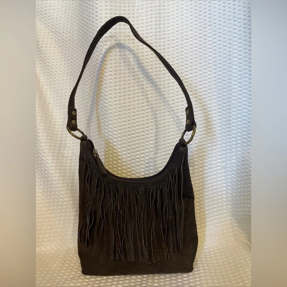 Wilsons Leather Brown Fringe Trimmed Purse - Picture 1 of 4
